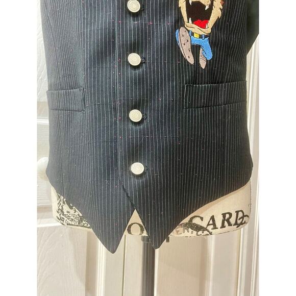 Y2K 90’s TOO CUTE LOONEY TUNES BLAZER VEST TASMANIAN DEVIL SZ S AESTHETIC ICONIC - Picture 14 of 16